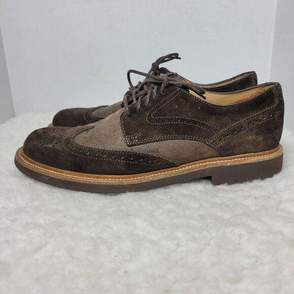 Tod's Men's Size 7 Brown Suede Wingtip Shoes Vibram Soles - Picture 3 of 12
